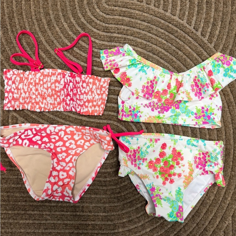 Kids Bundle (2) 2T Swimwear 2 PC Sets EGG Cheetah Print Janie and Jack Floral